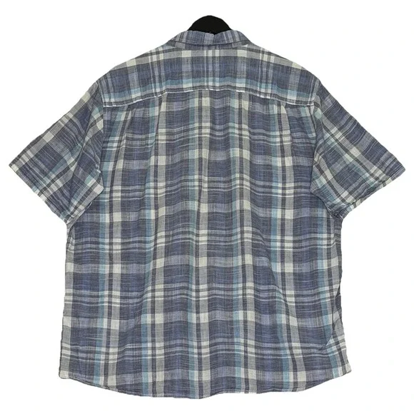 Weatherproof Vintage Mens XL Blue on Blue Plaid Short-Sleeve Cotton Camp Shirt - Picture 3 of 6
